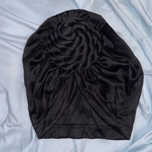 Elegant Black Satin Turban knot hat